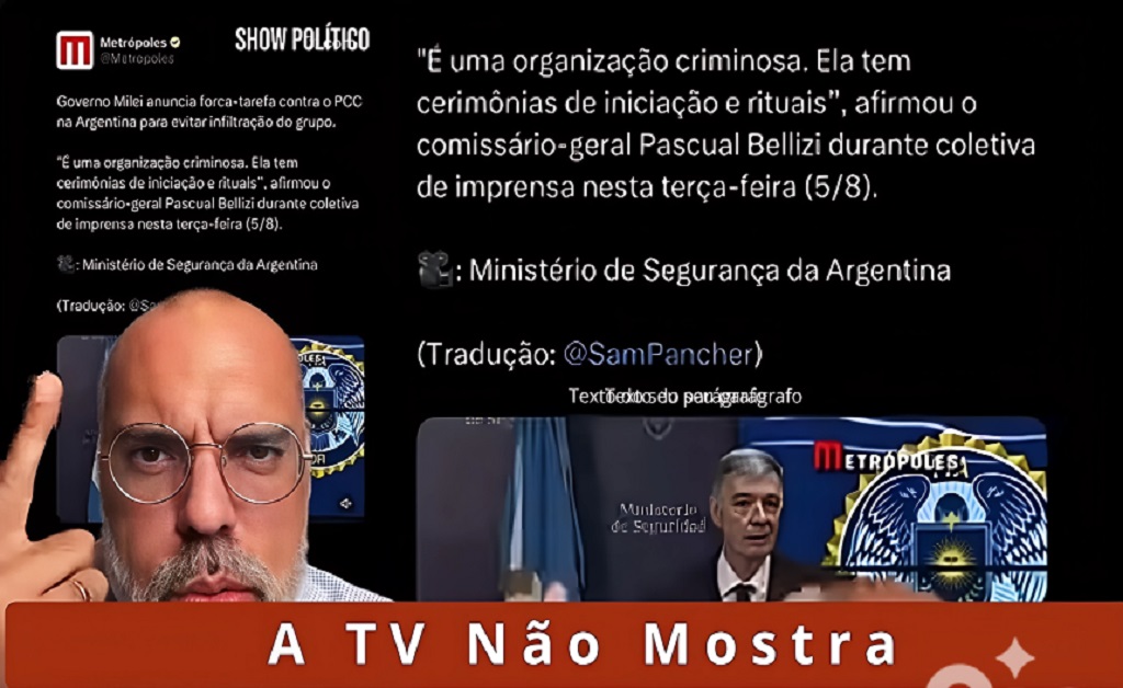 Allan dos Santos em pronunciamento, acusando o Brasil de financiar o PCC e alertando sobre avanço do grupo na América do Sul.