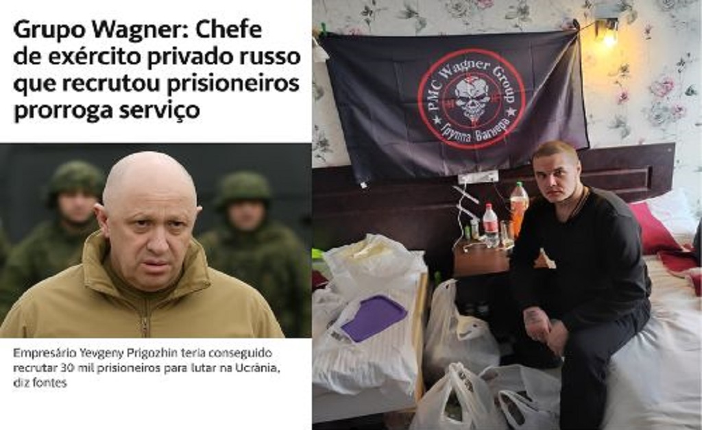 Imagem ilustrativa de soldados do Grupo Wagner no front da guerra na Ucrânia