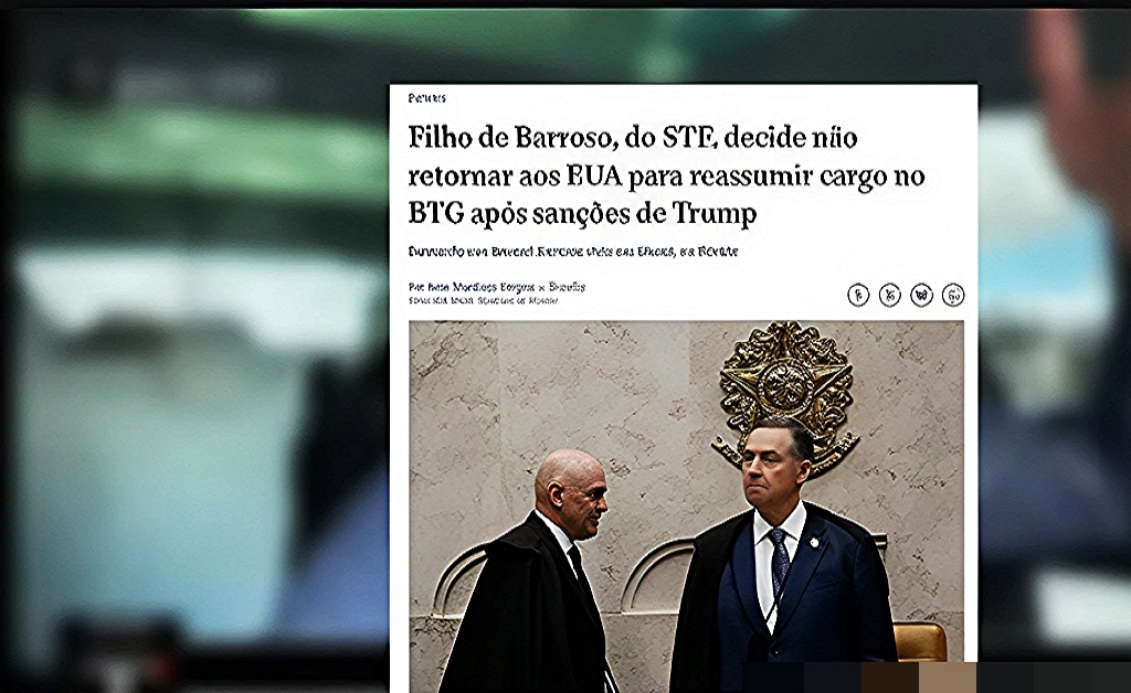 Allan dos Santos em transmissão ao vivo acusando a mídia de mentir sobre a localização e o cargo do filho de Luiz Roberto Barroso.