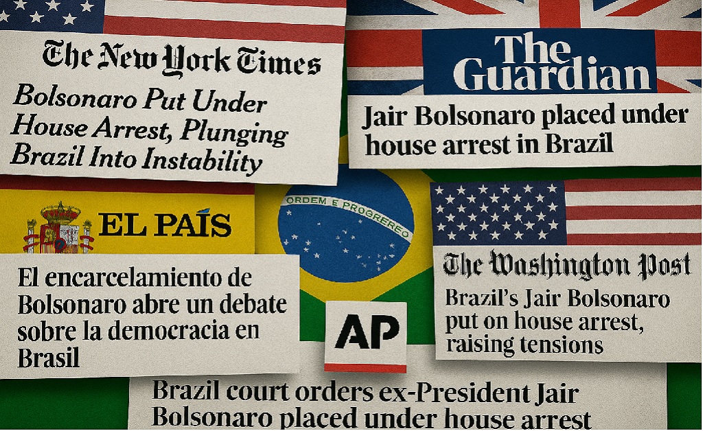 Imprensa internacional repercute prisão domiciliar de Jair Bolsonaro imposta pelo STF