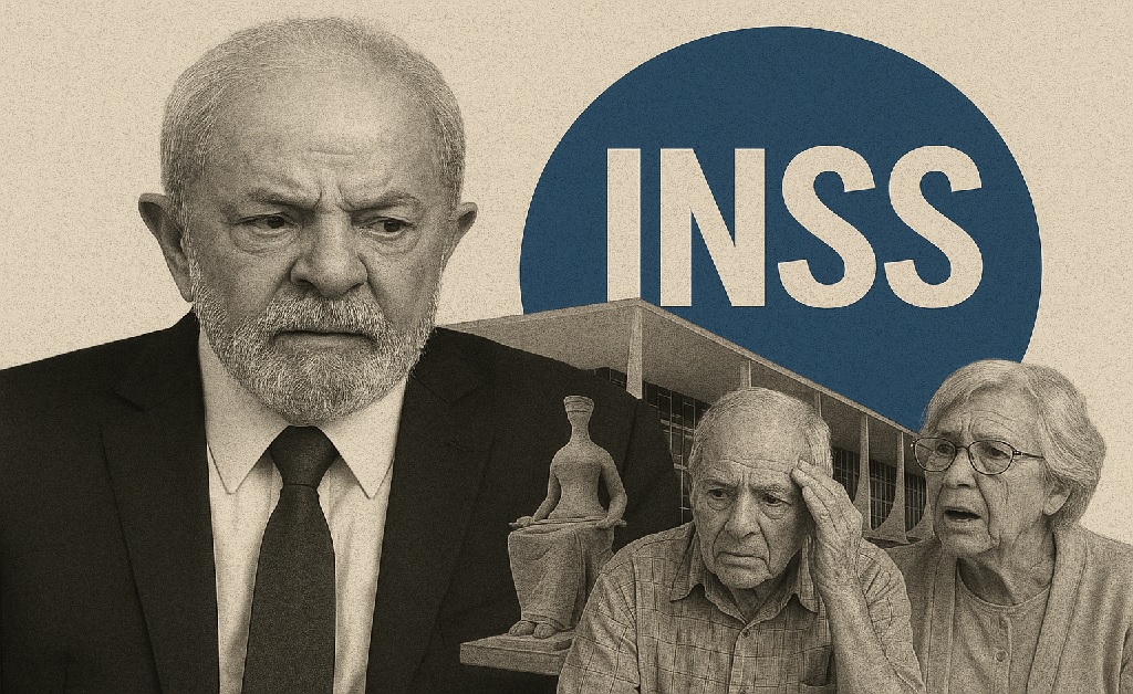 Imagem ilustrativa de um idoso com expressão preocupada ao olhar para documentos financeiros, representando aposentados lesados pelo INSS e a decisão de Lula de pedir ao STF a suspensão das ações contra a União.