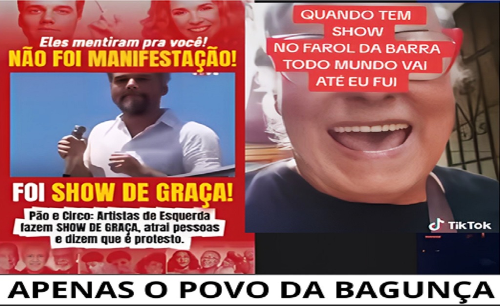 Multidão em micareta política financiada com artistas e dinheiro público, usada pela esquerda como falso protesto enquanto a mídia inflaciona números inexistentes