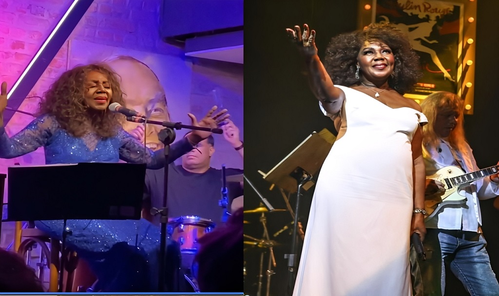 Watusi em apresentação vibrante no palco, mostrando a força e elegância de sua trajetória artística.