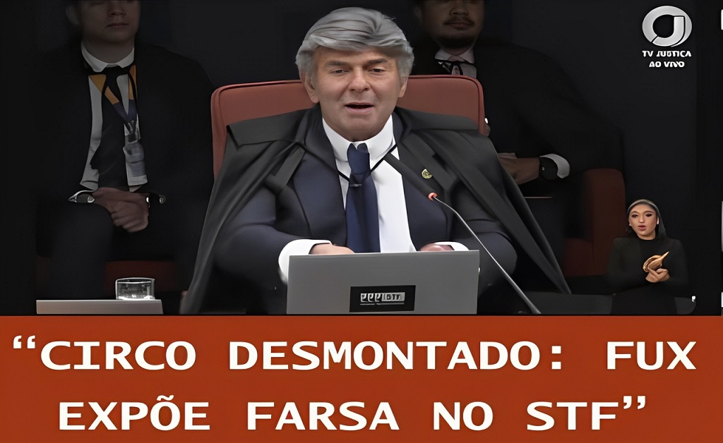 "Ministro Luiz Fux em voto histórico no STF, declarando nulos os atos da primeira turma no julgamento do 8 de janeiro e desmontando a farsa processual conduzida sem provas."