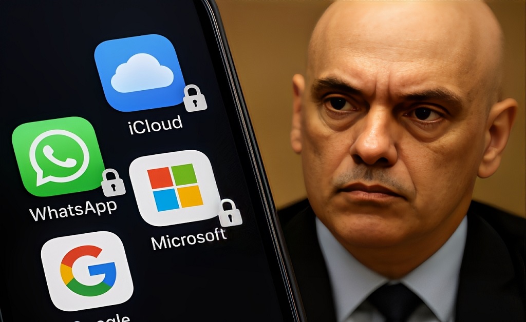 Alexandre de Moraes terá suas contas digitais, como WhatsApp, iCloud e Microsoft, bloqueadas em decorrência das sanções Magnitsky, enquanto o STF tenta manter aparente tranquilidade.