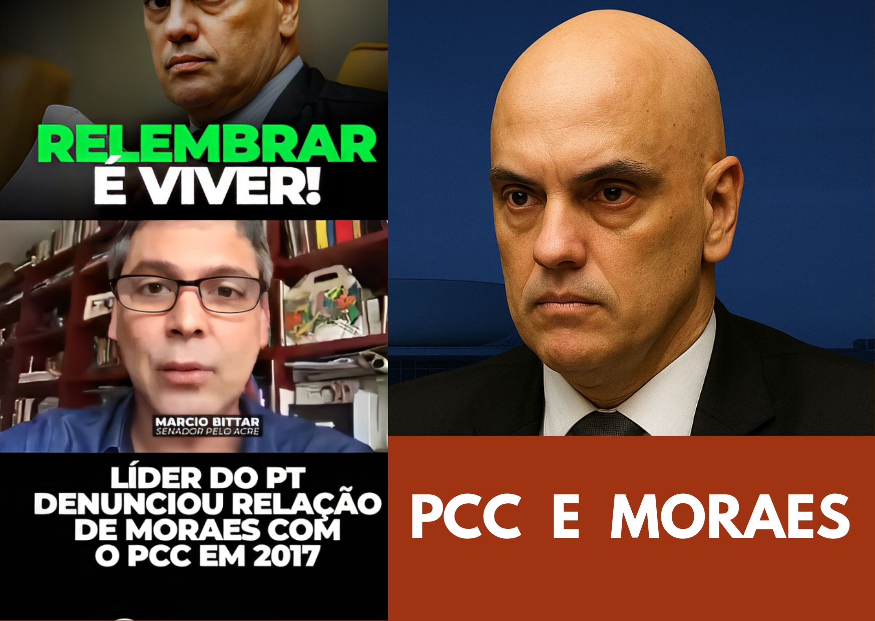 Frame de vídeo mostrando Lindbergh Farias criticando a indicação de Alexandre de Moraes ao STF e afirmando que o então secretário de Segurança transformou o PCC em uma organização criminosa nacional.