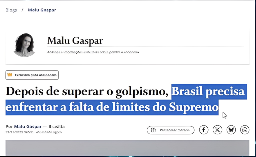 “Foto ilustrativa mostrando manchete sobre crítica aos abusos do STF após prisão de Bolsonaro”