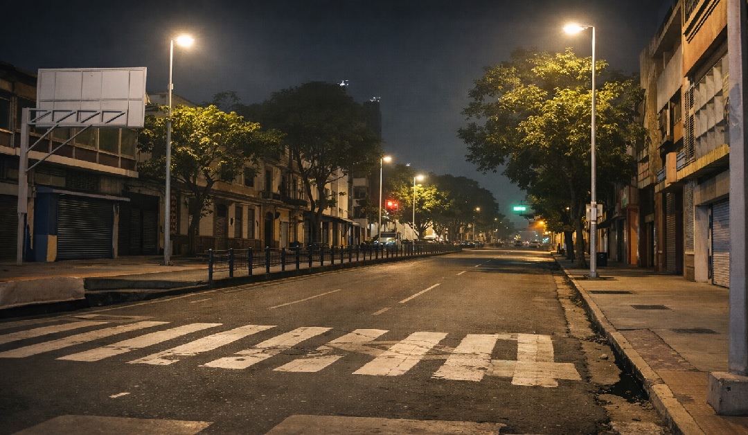 Área central de Caracas próxima ao Palácio Miraflores após relatos de disparos e movimentação da Guarda Presidencial